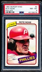 1980 Topps Burger King Phillies- #4 Pete Rose, Phillies- PSA NM-Mt 8