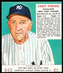 1952 Red Man Tobacco Bb with Tab- AL #1 Casey Stengel, Yankees