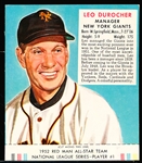 1952 Red Man Tobacco Bb with Tab- NL #1 Leo Durocher, Giants