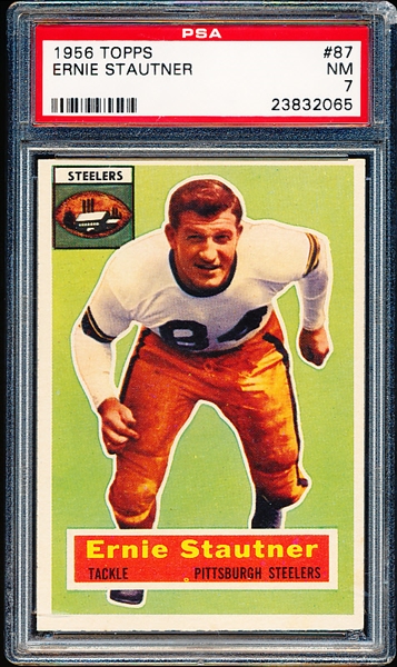 1956 Topps Football- #87 Ernie Stautner, Steelers- PSA NM 7