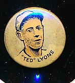 1933 Cracker Jack Baseball Pin- Ted Lyons