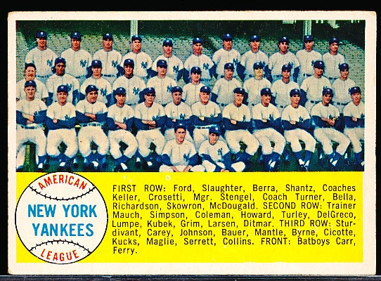 1958 Topps Bb- #246 Yankees Team