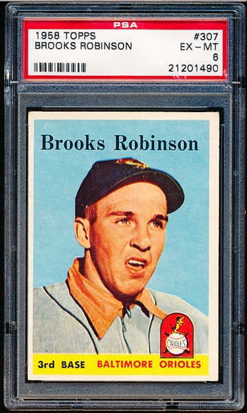 1958 Topps Bb-#307 Brooks Robinson, Orioles- PSA Ex-MT 6