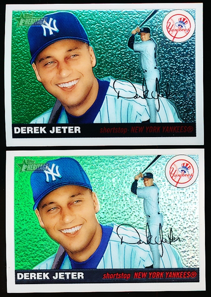 2004 Topps Heritage Bb- Chrome Inserts- #THC38 Derek Jeter, Yankees- 2 Cards (1 Retrofractor)