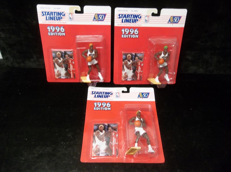 1996 Kenner SLU Basketball Figurines in Original Packaging- Dennis Rodman, Bulls- Complete Set of 3 Diff.