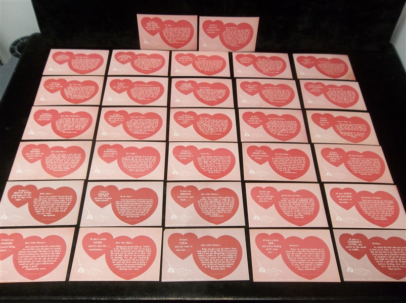 1941 Exhibit Supply Co. “Valentines Greetings” for Men to Give Pink Bordered Blank-Back Exhibit Cards- 32 Diff.