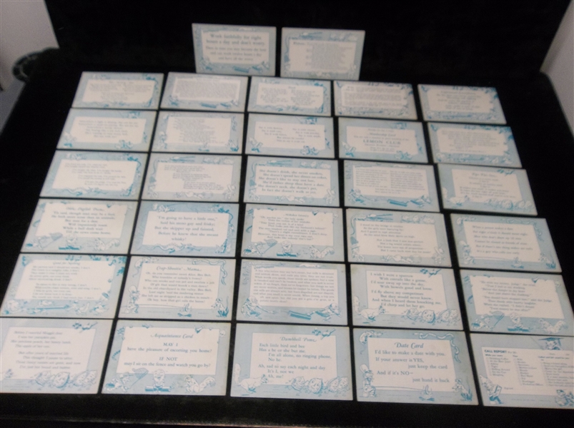 1943 Exhibit Supply Co. “Jingle, Jangle, Jingle” Lt. Blue Bordered Blank Backed Exhibit Cards- 32 Diff.