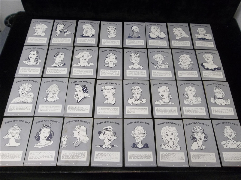1946 Exhibit Supply Co. “Whose Your Whoosis? For Men” Blank-Backed Complete Set of 32 Exhibit Cards