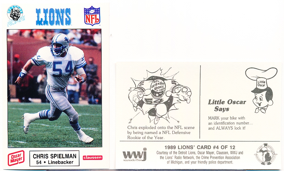 1989 Detroit Lions Police- Chris Spielman- 35 Cards