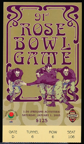 2005 Rose Bowl NCAA Ticket Stub