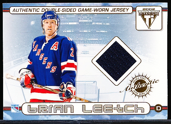 2002 Private Stock Titanium Hockey- “Dual Game-Worn Jerseys”- #26 Brian Leetch/ Rico Fata, Rangers