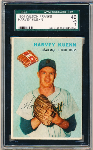 1954 Wilson Franks Bb- Harvey Kuenn, Tigers- SGC 40 (Vg 3)