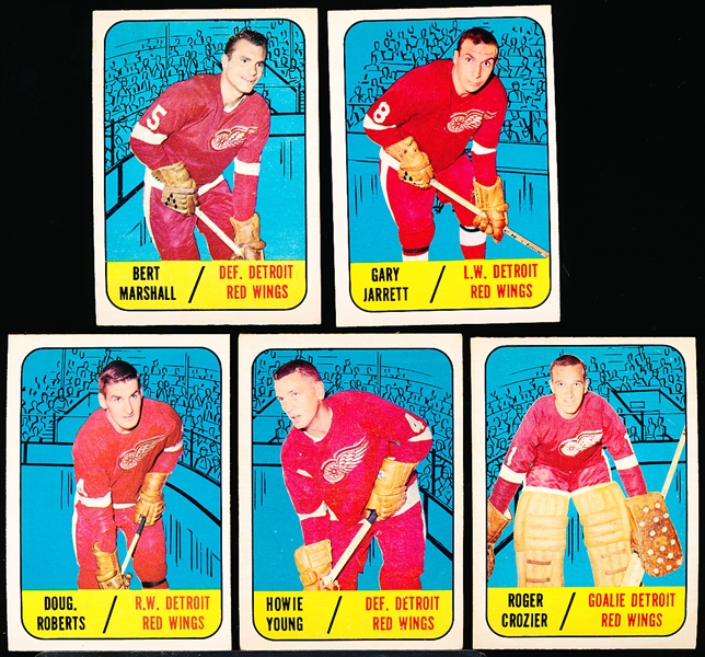 1967-68 Topps Hockey- 5 Diff Detroit Red Wings