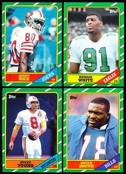 1986 Topps Football- 1 Complete Set of 396 Cards in Pages + 1 “1000 Yard Club” Set of 26 in Pages