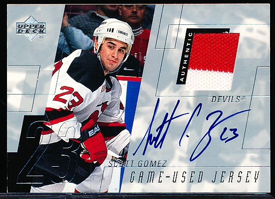 2000-01 Upper Deck Hockey- Game Jersey Autographs- Series 1- #H-SG Scott Gomez