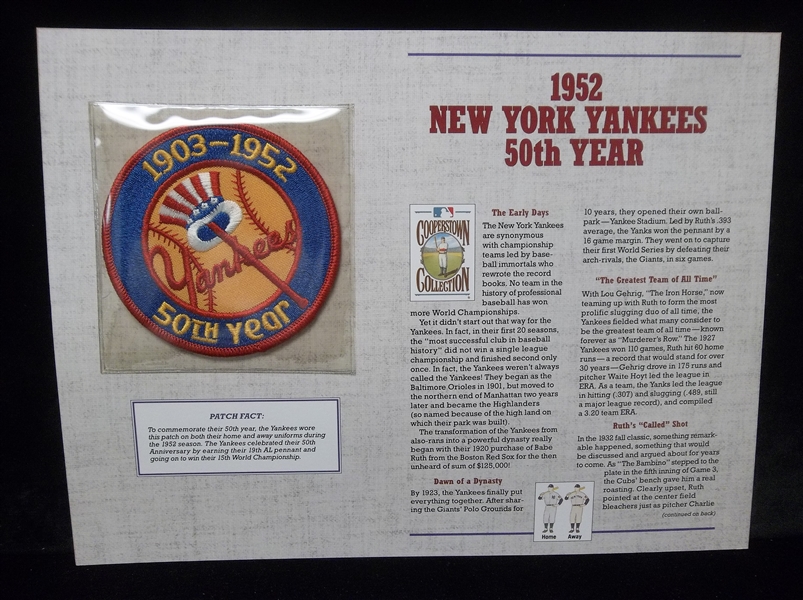 Willabee & Ward 1952 New York Yankees 50th Anniversary Patch