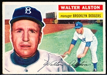 1956 Topps Baseball- #8 Walter Alston, Brooklyn- White Back