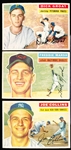 1956 Topps Baseball- 3 Diff White Backs