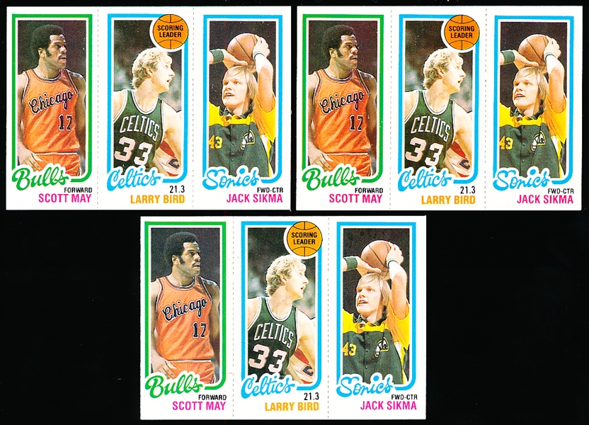 1980-81 Topps Basketball- #47 May/ 30 Bird TL/ 232 Sikma- 3 Cards