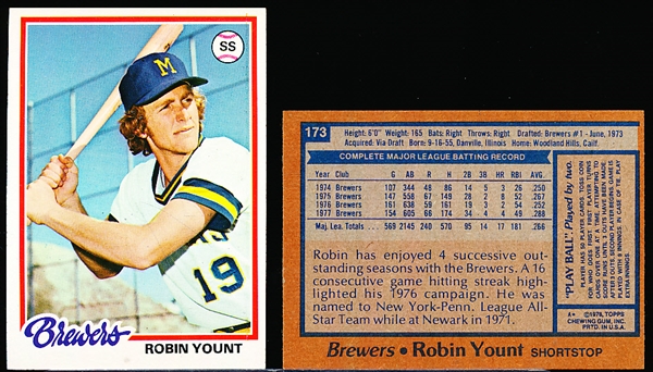 1978 Topps Bsbl. #173 Robin Yount- 20 Cards