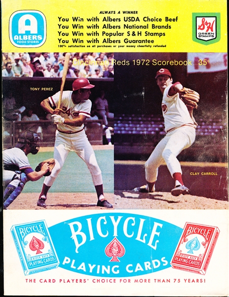 1972 Montreal Expos @ Cincinnati Reds MLB Scorebook