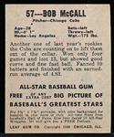 1948/49 Leaf Bb- #57 Bob McCall, Cubs