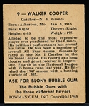 1948 Bowman Bb - #9 Walker Cooper, Giants