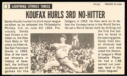 1964 Topps Baseball Giants- #3 Sandy Koufax, Dodgers- SP