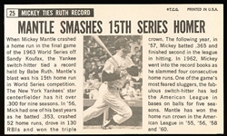 1964 Topps Baseball Giants- #25 Mickey Mantle, Yankees