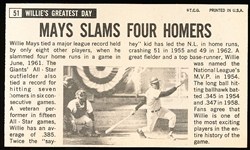 1964 Topps Baseball Giants- #51 Willie Mays, Giants- SP