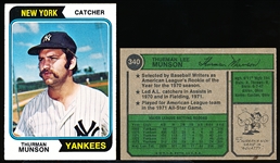 1974 Topps Bb- #340 Thurman Munson, Yankees- 7 Cards