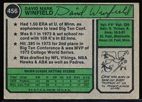1974 Topps Bb- #456 Dave Winfield RC, Padres