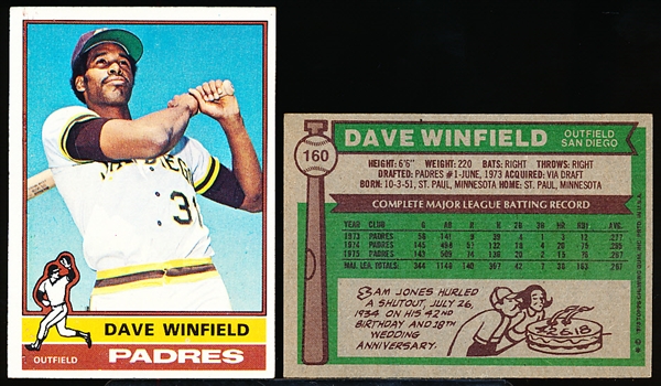 1976 Topps Bb - #160 Dave Winfield, Padres- 17 Cards