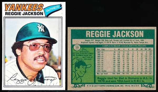 1977 Topps Bb- #10 Reggie Jackson, Yankees- 12 Cards