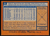1978 Topps Bb- #36 Eddie Murray RC, Orioles