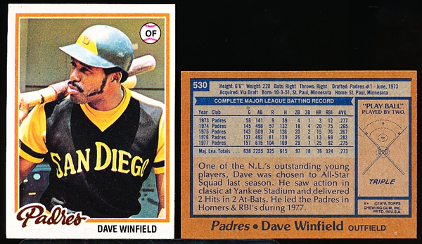 1978 Topps Bb- #530 Dave Winfield, Padres- 40 Cards