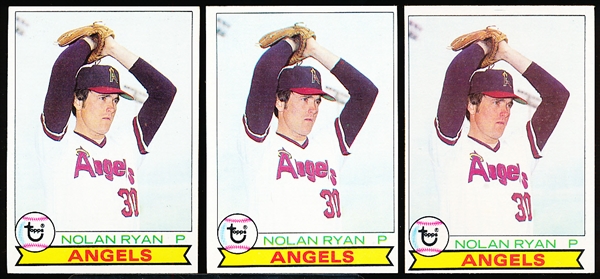 1979 Topps Baseball- #115 Nolan Ryan, Angels- 3 Cards