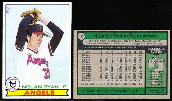 1979 Topps Bb- #115 Nolan Ryan, Angels- 7 Cards