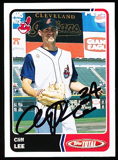 Autographed 2003 Topps Total Bsbl. #439 Cliff Lee, Indians