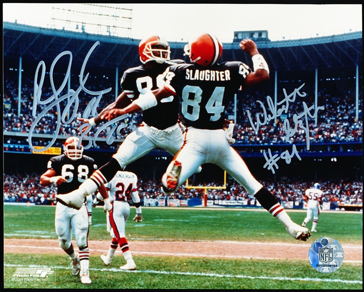 Autographed Reggie Langhorne and Webster Slaughter Cleveland Browns NFL Color 8” x 10” Photo