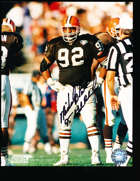 Autographed Michael Dean Perry Cleveland Browns NFL Color 8” x 10” Photo