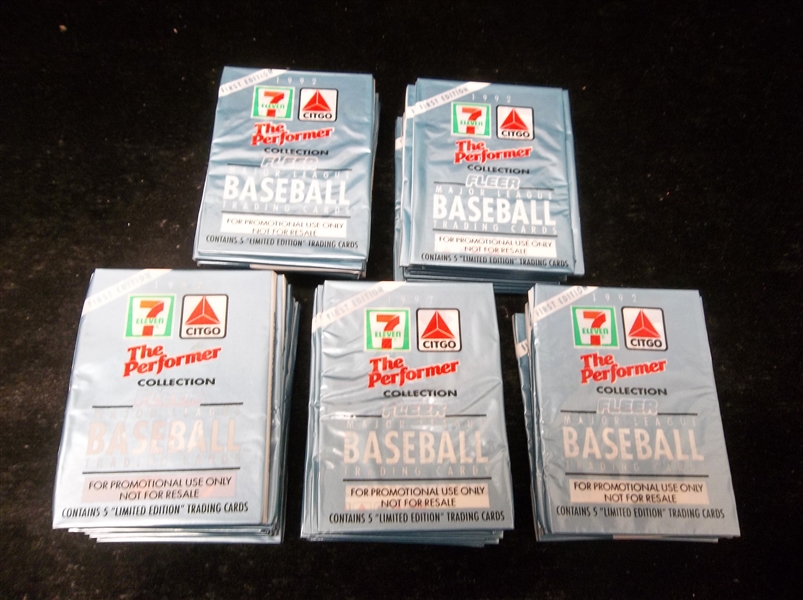 1992 Fleer 7-Eleven/Citgo “The Performer” Baseball- 50 Unopened Mylar Packs