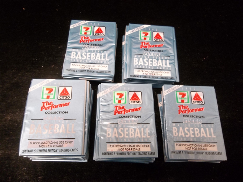 1992 Fleer 7-Eleven/Citgo “The Performer” Baseball- 50 Unopened Mylar Packs