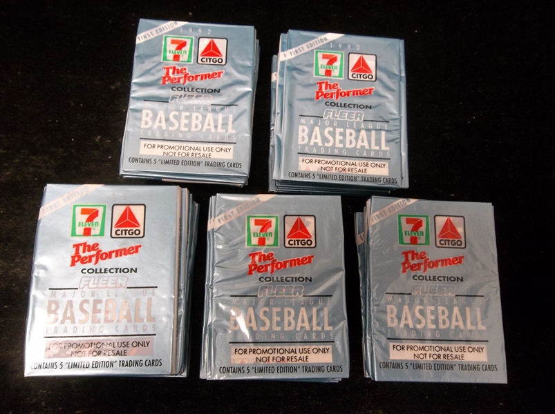 1992 Fleer 7-Eleven/Citgo “The Performer” Baseball- 50 Unopened Mylar Packs