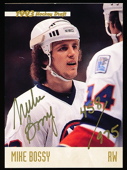 1993 Classic Hockey- “Autographs”- Mike Bossy, Islanders- #458/975