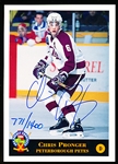 1994 Classic Pro Prospects Hockey- “Autograph”- Chris Pronger, Peterborough Petes- #771/1400