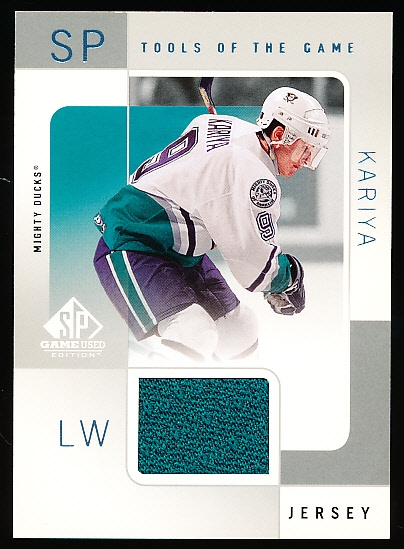 2000-01 SP Game Used Hockey- “Tools of the Game”- PK Paul Kariya, Ducks