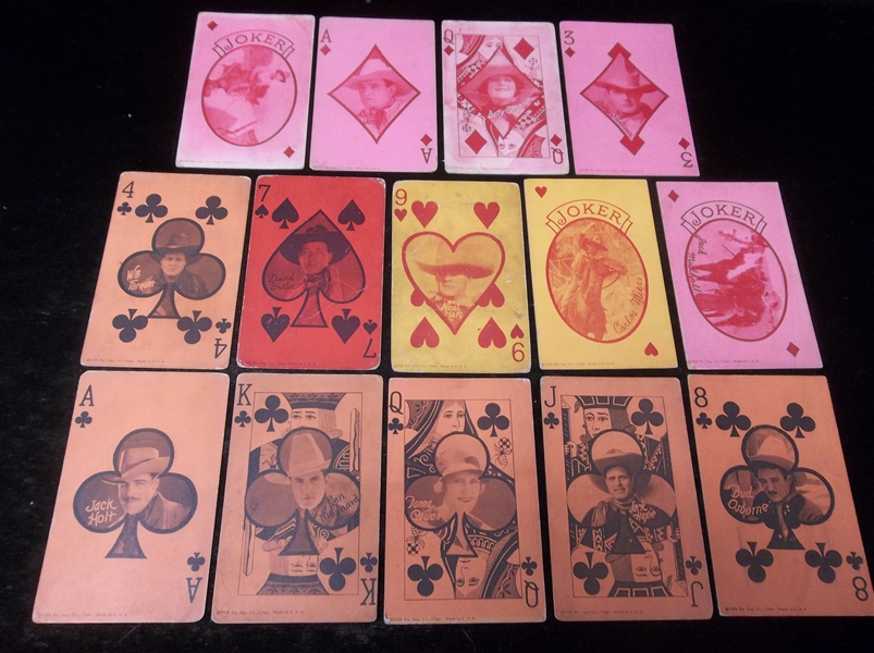 1928 Exhibit Supply Co. Western Playing Cards Blank Backed Exhibit Cards- 14 Diff.