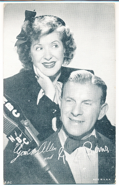 1950’s Gracie Allen and George Burns Blank-Back Exhibit Card