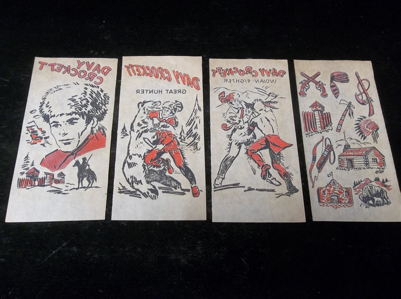 1956 Davy Crockett 3-1/2” x 7” Picture Transfers Set of 4 Panels